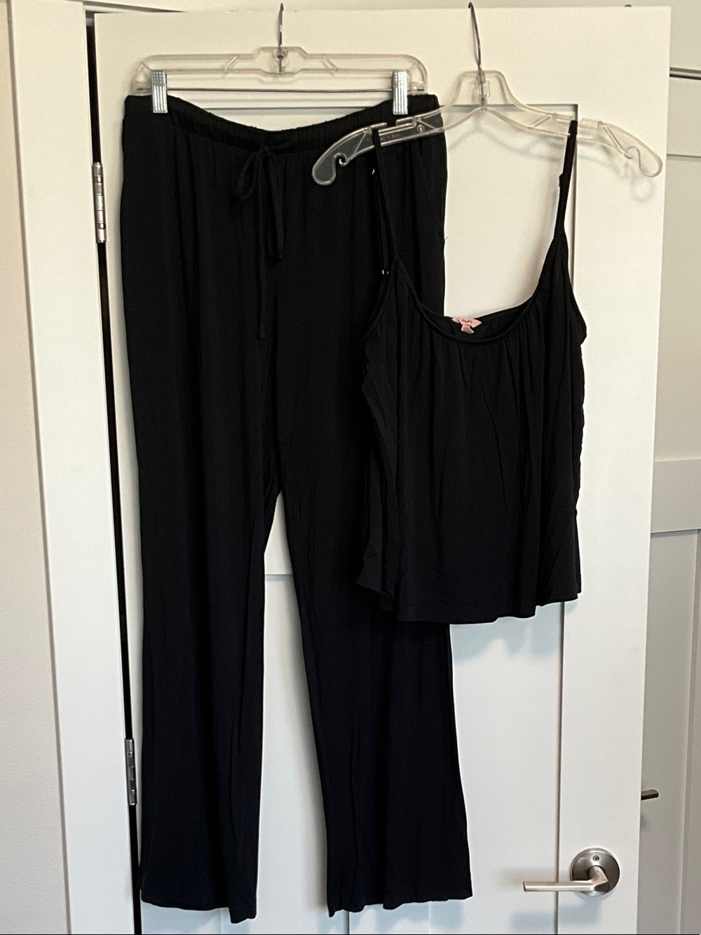 Black Two-Piece Lounge Set - Tank Top & Drawstring Pants